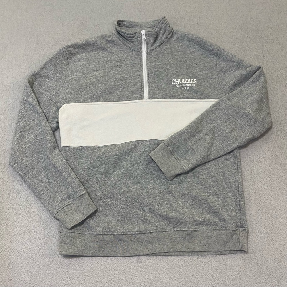 CHUBBIES Men's Medium Grey 1/4 Zip Pullover Sweater Made In America